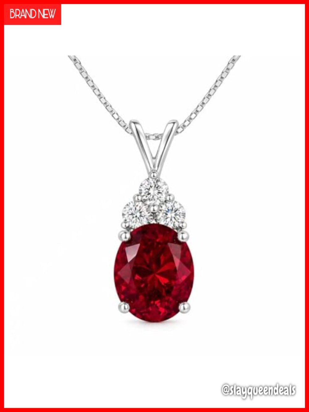 Oval Lab-Grown Gemstone Pendant Necklace 925 Sterling Silver Rhodium Plated